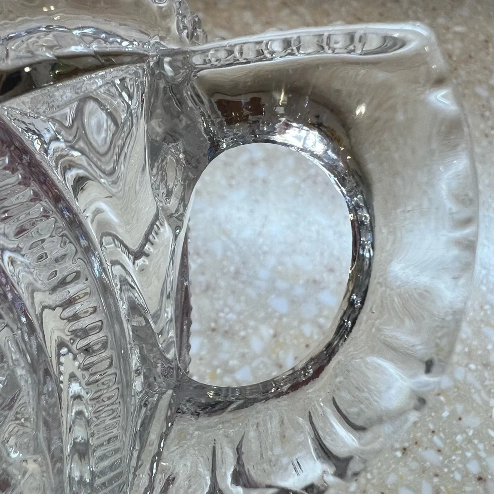 Vintage Clear Cut Glass Creamer and Toothpick Holder